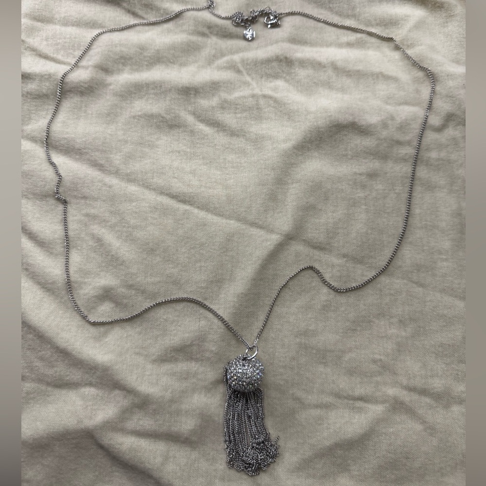 Touchstone crystal Silver Tassel Necklace - Picture 4 of 4
